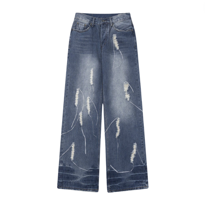 NB Distressed Decorative Band Loose Jeans