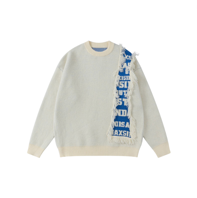 NB Fringe Letter Jacquard Sweater