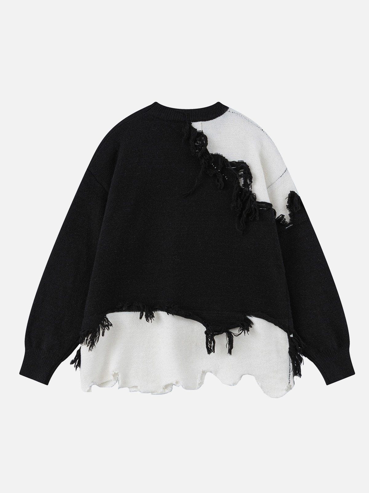 NB Irregular Patchwork Fringe Sweater